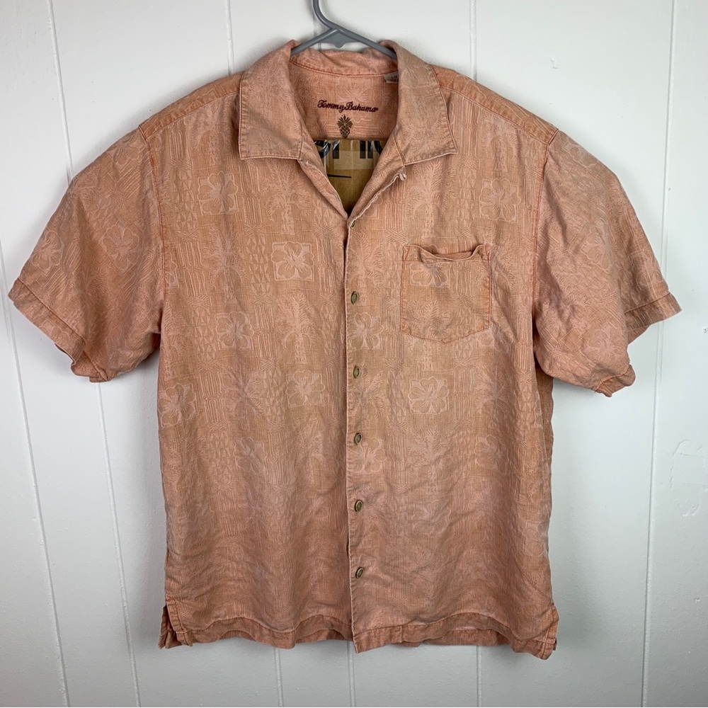 Tommy Bahama Button Up Shirt 100% Silk Orange Men’s Large